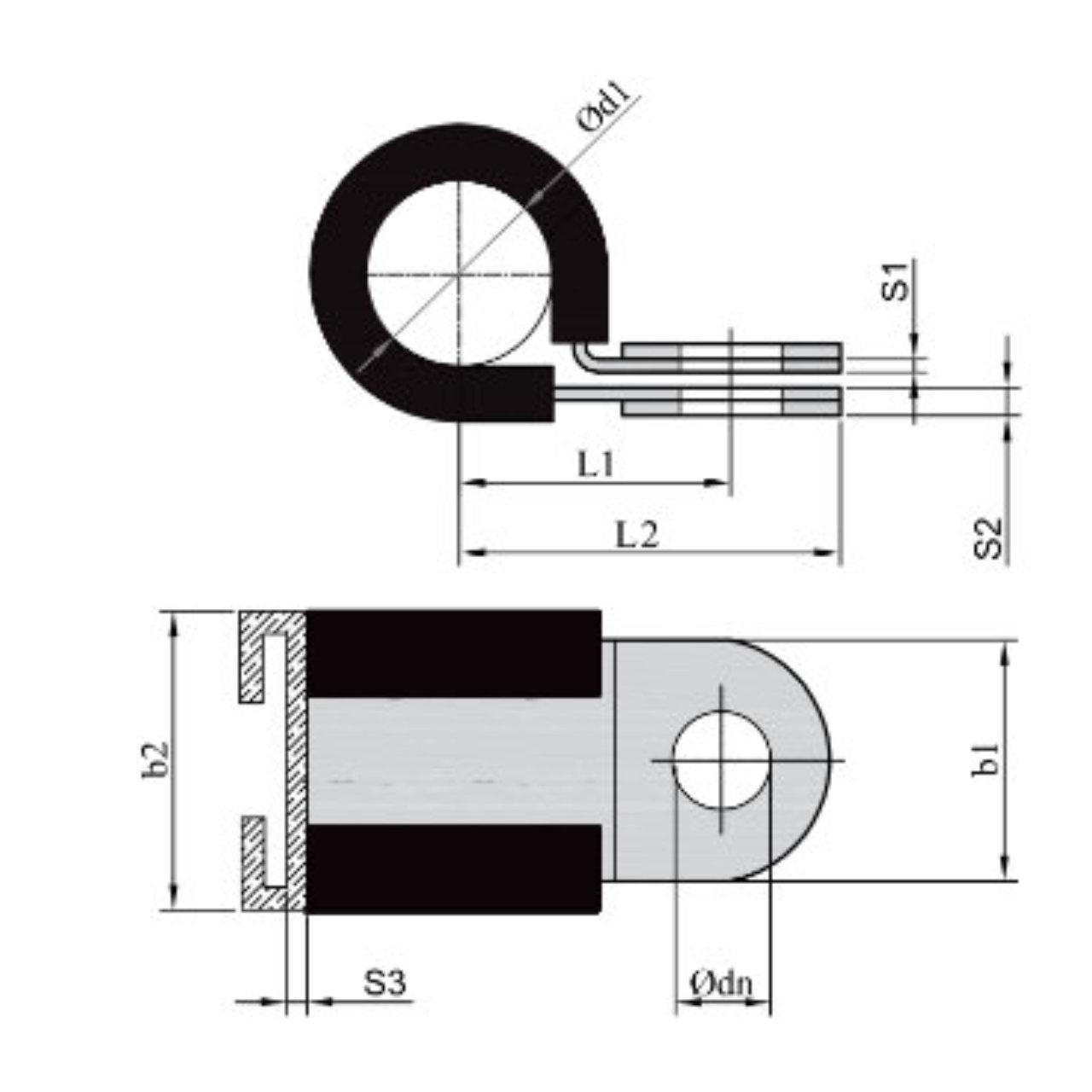 Rohrschelle mit 4 mm Spannbereich, 9 mm Bandbreite, W1 Stahl verzinkt, DIN 3016